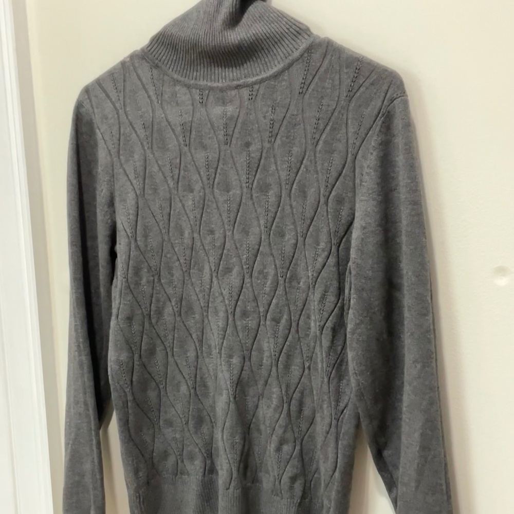 Grey Mock Cable Knit Turtleneck